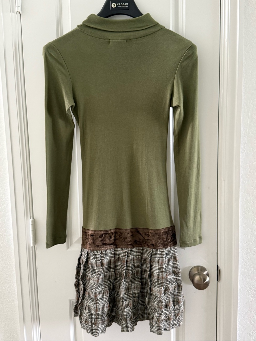 Custo Barcelona Long-Sleeve Graphic Dress With Plaid Skirt Made In Spain - Picture 3 of 7